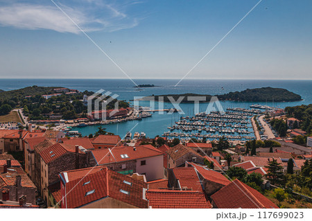 Aerial view of the port of Vrsar Orsera town Vrsar Croatia 08.07.24 117699023