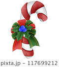 christmas candy cane and ribbon 117699212