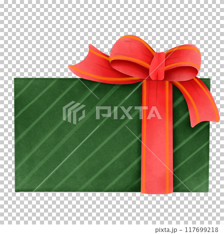 green gift box with ribbon and bow 117699218