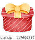 Red gift box with yellow ribbon 117699219