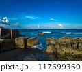Rocky Beach Sunset at Playa Gaviota, Cancun 117699360