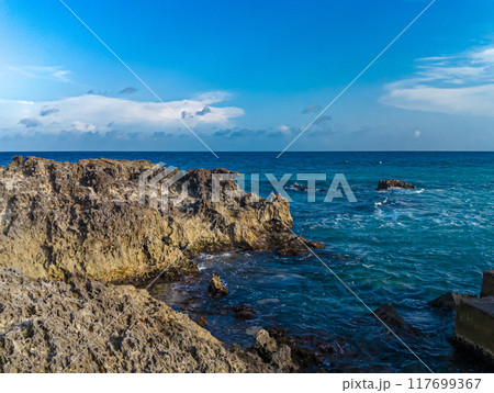 Rocky Beach Sunset at Playa Gaviota, Cancun Rocky Beach Sunset at Playa Gaviota, Cancun 117699367