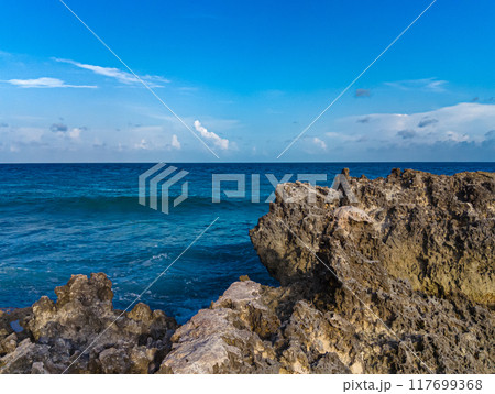 Rocky Beach Sunset at Playa Gaviota, Cancun Rocky Beach Sunset at Playa Gaviota, Cancun 117699368