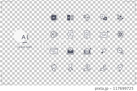 A set of line vector icons inspired by generative AI (artificial intelligence) 117699725