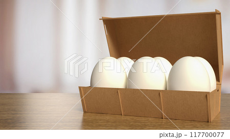 The egg in packaging for food concept 3d rendering. 117700077