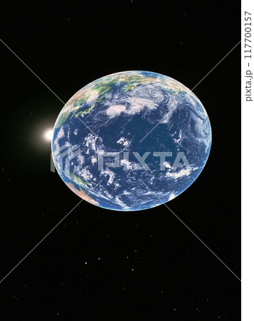 地球温暖化によっては地球に接近している宇宙からのような地球を撮影した写真 117700157