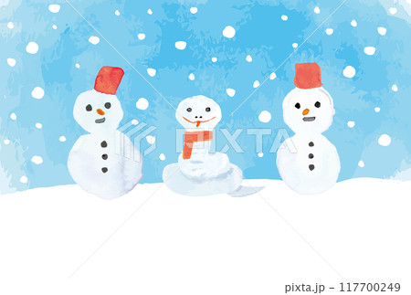 水彩のヘビの雪だるま年賀状/寒中見舞い(文字無し) 水彩のヘビの雪だるま年賀状/寒中見舞い(文字無し) 117700249