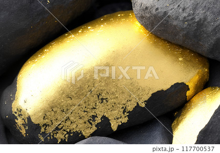 ゴージャスなゴールドと黒い石とのリッチな素材 117700537