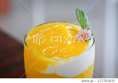 mango smoothie or mango yogurt smoothie 117701635