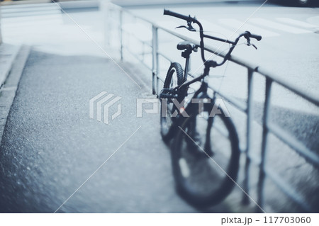 道端に停めた自転車 道端に停めた自転車 117703060
