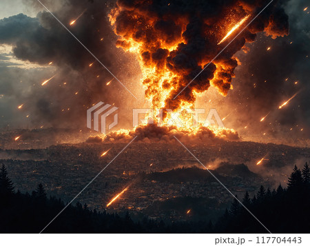 大爆発　街　AI生成画像 117704443