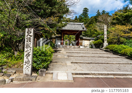観心寺　参道と山門　大阪府河内長野市 117705183