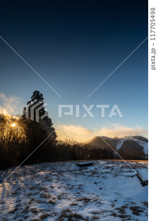 雪が積もった高原の朝　茶臼山高原 117705498