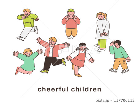 元気のいい子供達のイラストセット 117706113