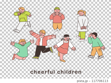 元気のいい子供達のイラストセット 117706113