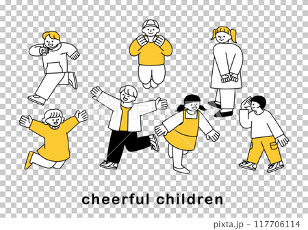 Illustration set of energetic children 117706114