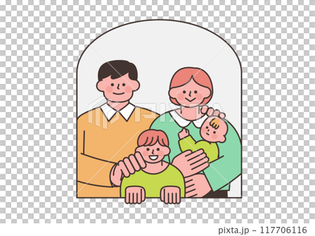 窓から覗いている家族のイラスト 窓から覗いている家族のイラスト 117706116