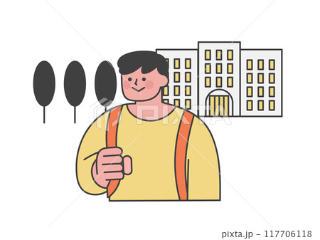 大学に行く大学生の男性のイラスト 大学に行く大学生の男性のイラスト 117706118