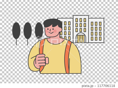 大学に行く大学生の男性のイラスト 大学に行く大学生の男性のイラスト 117706118