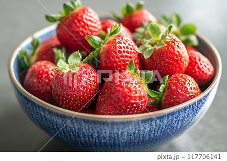 Strawberries in a bowl, close-up. Generative AI. Strawberries in a bowl, close-up. Generative AI. 117706141