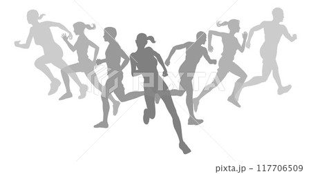 Silhouette Runners Running Sports Silhouettes Set 117706509