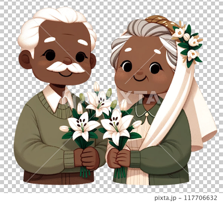 wedding of elderly black couple 117706632