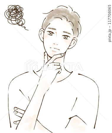 ストレス　人間関係に悩む男性のイラスト 117708065