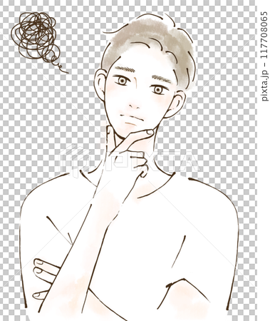 ストレス　人間関係に悩む男性のイラスト 117708065