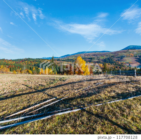 Autumn Carpathian village, Ukraine. 117708128