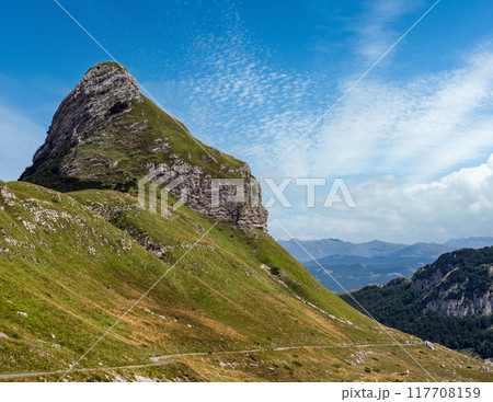 Summer mountain Durmitor National Park, Montenegro. Durmitor panoramic road, Sedlo pass. Summer mountain Durmitor National Park, Montenegro. Durmitor panoramic road, Sedlo pass. 117708159
