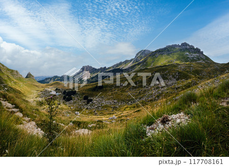 Summer mountain Durmitor National Park, Montenegro. Durmitor panoramic road, Sedlo pass. 117708161