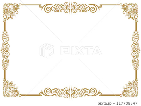 クラシックでエレガントでゴージャスな飾り枠　フレーム　金赤 117708547