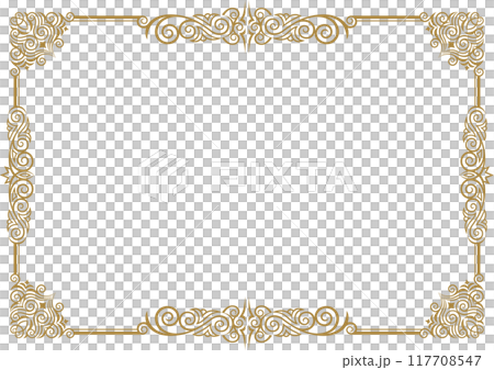 クラシックでエレガントでゴージャスな飾り枠　フレーム　金赤 117708547