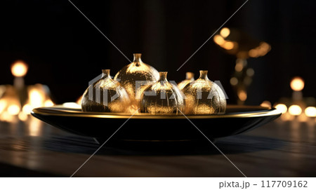 Traditional lacquer ware displayed for sale at the factory shop in Thailand, thai lacquer ware cup handicraft, Please download large files for best quality. 117709162