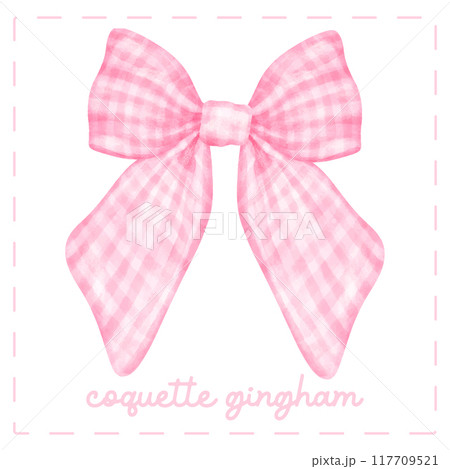 Coquette pink Gingham bow hair vintage feminine Aesthetic watercolor Coquette pink Gingham bow hair vintage feminine Aesthetic watercolor 117709521
