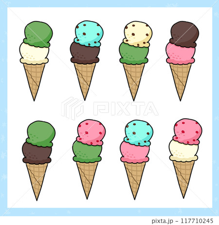 ダブルのコーンアイスクリームセット ダブルのコーンアイスクリームセット 117710245