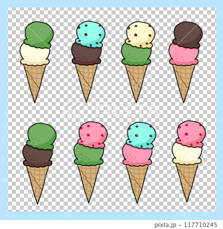 ダブルのコーンアイスクリームセット ダブルのコーンアイスクリームセット 117710245