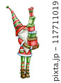 Funny  Christmas gnome holding gifts, isolated on white.  117711019