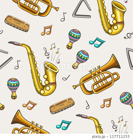 Seamless pattern with jazz musical instruments Seamless pattern with jazz musical instruments 117711255