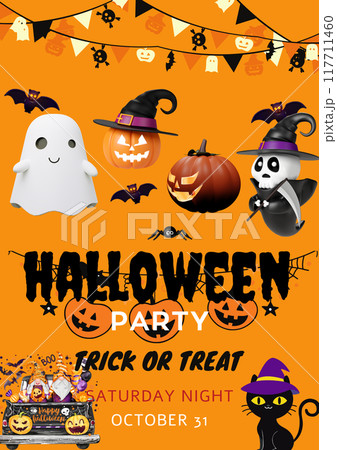 ハロウィンのかわいいシームレスパターン 117711460