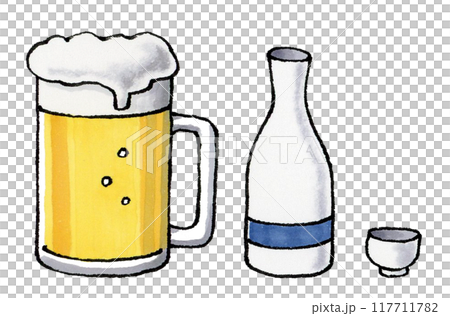 Draft beer and sake Draft beer and sake 117711782