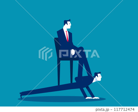 Boss sitting on the backs of employees like horses. Business hierarchy vector concept 117712474