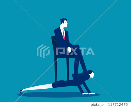 Boss sitting on the backs of employees like horses. Business hierarchy vector concept 117712476