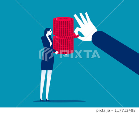 Big hand from the merchant holding a pile of coins inside a part of the coins Big hand from the merchant holding a pile of coins inside a part of the coins 117712488
