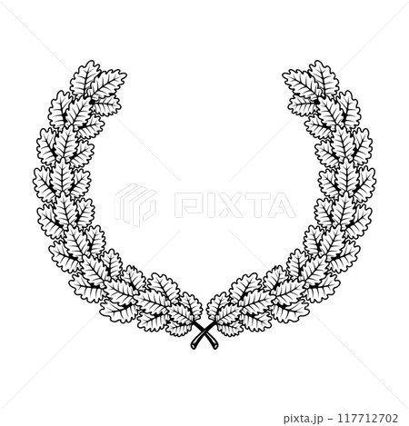 Illustration of oak leaves wreath. Design element for logo, label, sign, emblem. Vector illustration Illustration of oak leaves wreath. Design element for logo, label, sign, emblem. Vector illustration 117712702