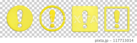 A set of masking tape circle and square three-dimensional yellow exclamation mark icons A set of masking tape circle and square three-dimensional yellow exclamation mark icons 117713014