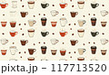 コーヒーカップのシームレスパターン 117713520