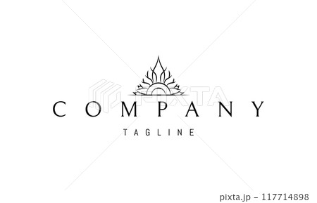 Vector logo with an abstract image of the sun in the form of a fire. Vector logo with an abstract image of the sun in the form of a fire. 117714898