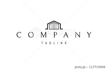 Vector logo with an abstract image of a modern building in a contemporary style. Vector logo with an abstract image of a modern building in a contemporary style. 117714909