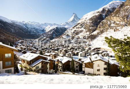 View of the Matterhorn during the day in winter. Zermatt, Switzerland 117715060
